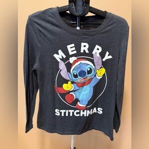 Disney Merry Stitchmas Stitch Long Sleeve Graphic Tee Size Large EUC